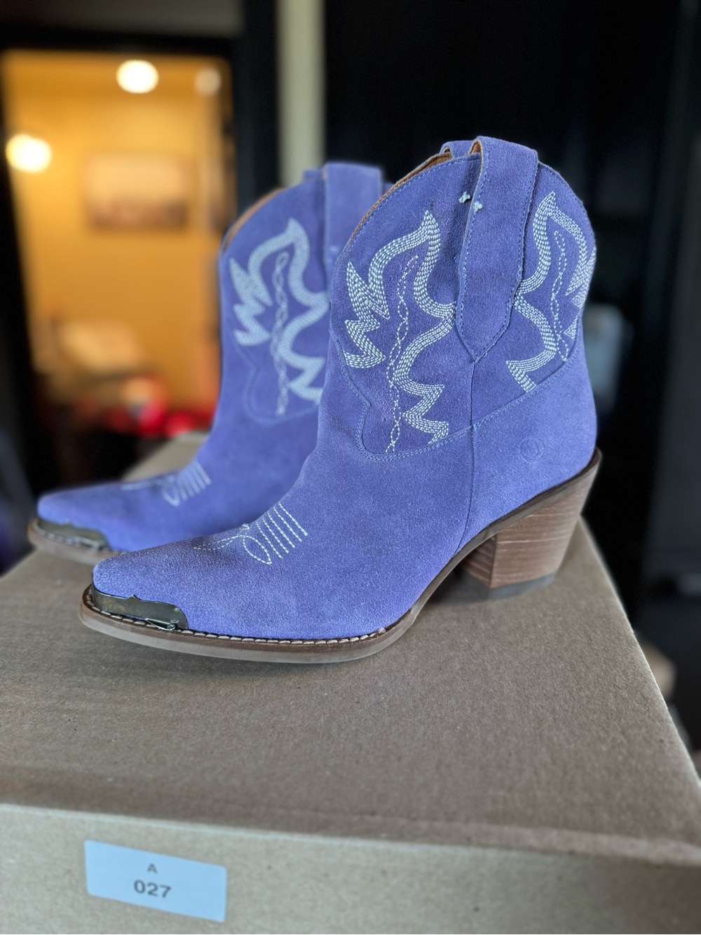 Dingo Purple Suede Western Ankle Boots